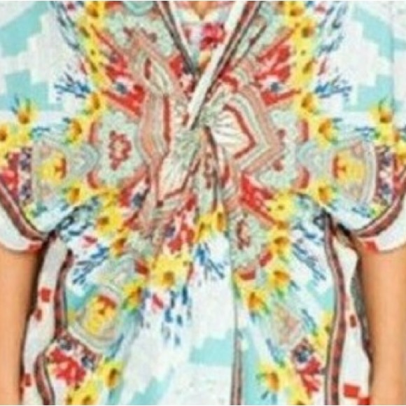 Johnny Was Lina Twist Front Mini Dress/Tunic Splice Front Colorful Silk SZ S - Picture 6 of 16